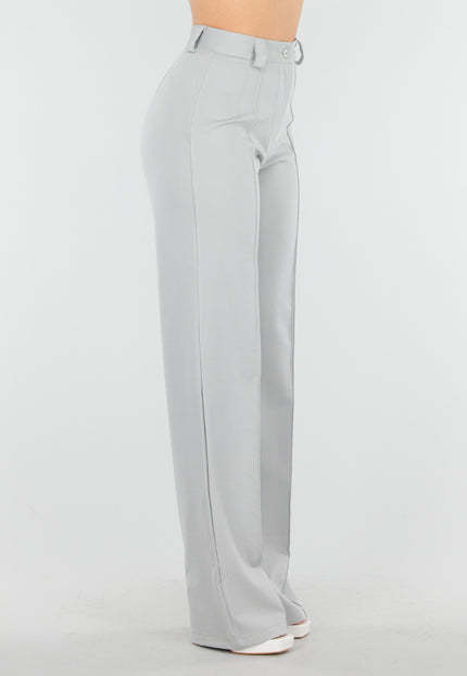 NEW110625 Lichtgrijze Tall Elastische Pantalon