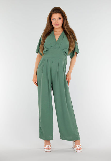 NEW110625 Mosgroene Jumpsuit met V-Hals