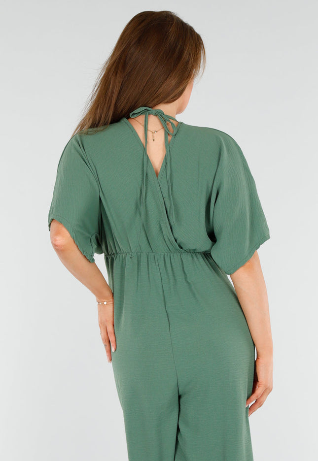 NEW110625 Mosgroene Jumpsuit met V-Hals