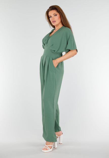 NEW110625 Mosgroene Jumpsuit met V-Hals