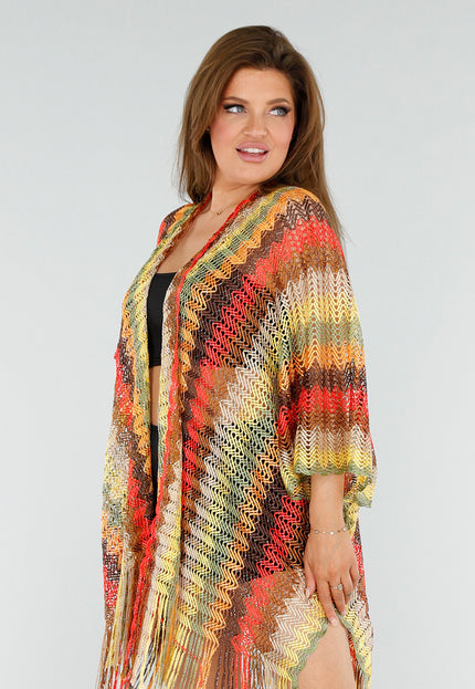 NEW110625 Multicolor Kimono met Franjes