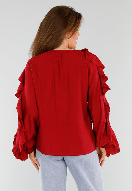 NEW110625 Rode Blouse met Ruches