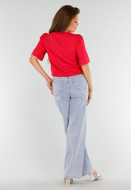 NEW110625 Rode Top met Striksluiting