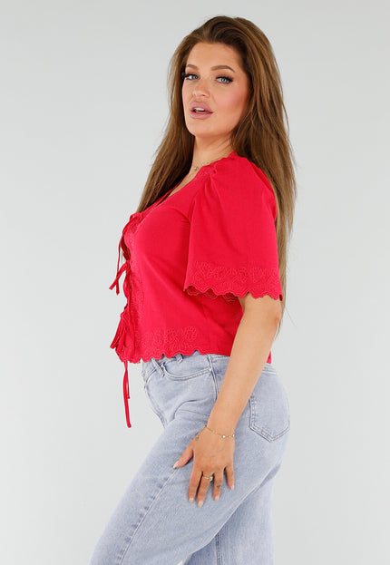 NEW110625 Rode Top met Striksluiting