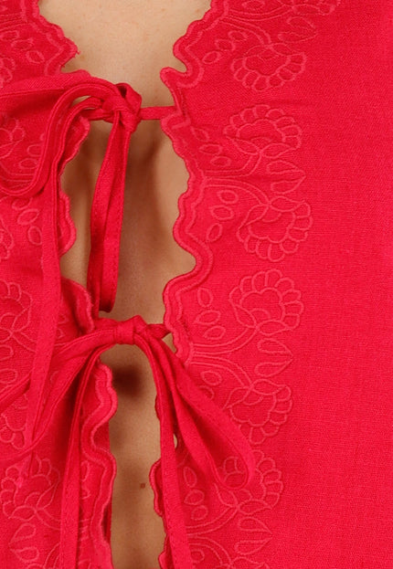 NEW110625 Rode Top met Striksluiting