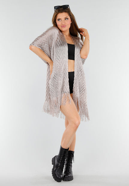 NEW110625 Taupe Cover-Up met Franjes