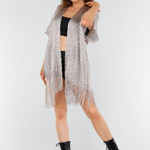 NEW110625 Taupe Cover-Up met Franjes