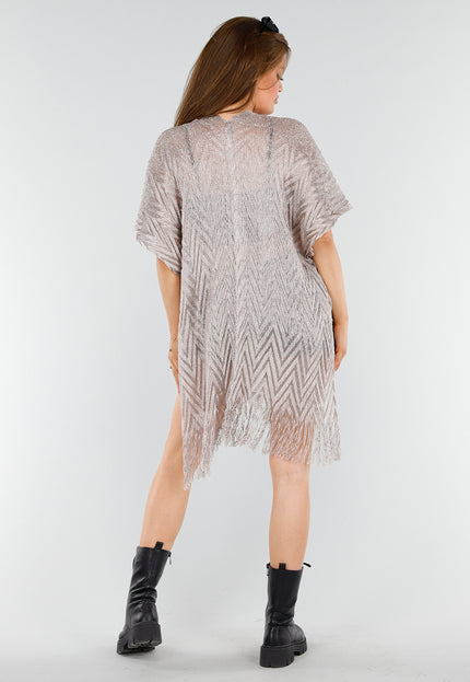 NEW110625 Taupe Cover-Up met Franjes