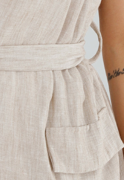 NEW110625 Taupe Set met Gilet en Short