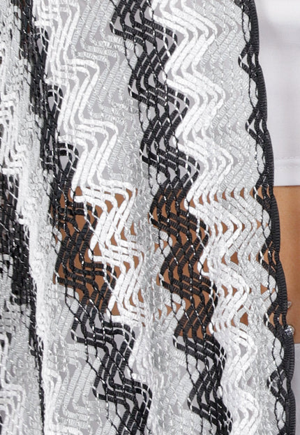 NEW110625 Wit-Zwarte Cover-Up met Franjes