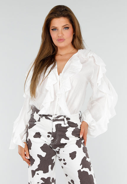 NEW110625 Witte Blouse met Ruches