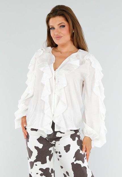 NEW110625 Witte Blouse met Ruches