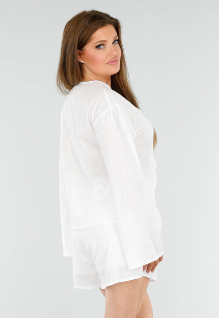 NEW110625 Witte Katoenen 2-Piece Met Strik