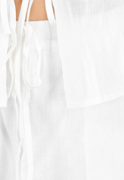 NEW110625 Witte Katoenen 2-Piece Met Strik