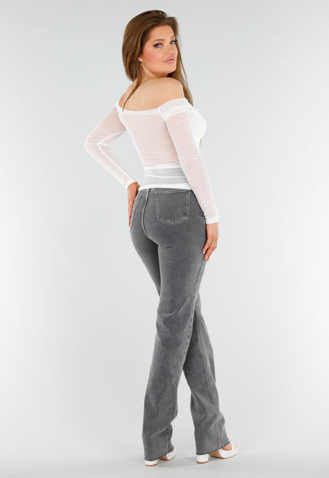 OP=OP.52.NL Witte Off-Shoulder Mesh Top