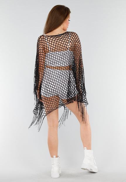 NEW110625 Zwarte Fishnet Festival Top