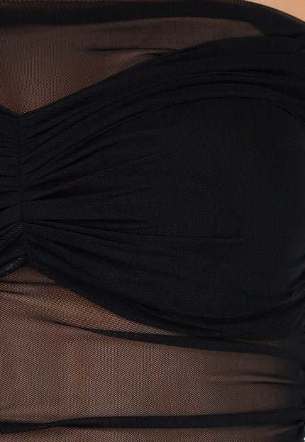 OP=OP.35.NL Zwarte Mesh Off-Shoulder Top