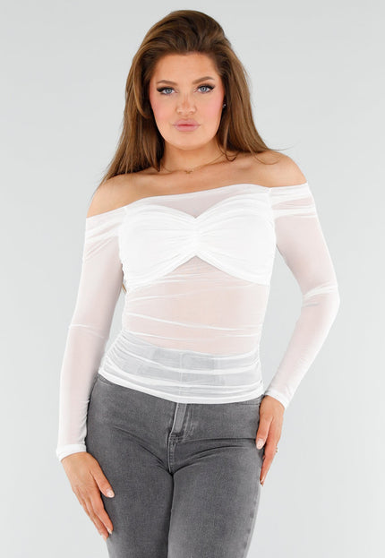 OP=OP.35.NL Zwarte Mesh Off-Shoulder Top