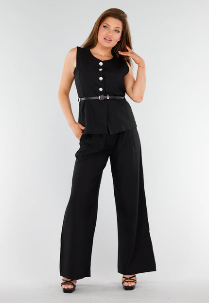 NEW110625 Zwarte Set met Top en Wijde Broek