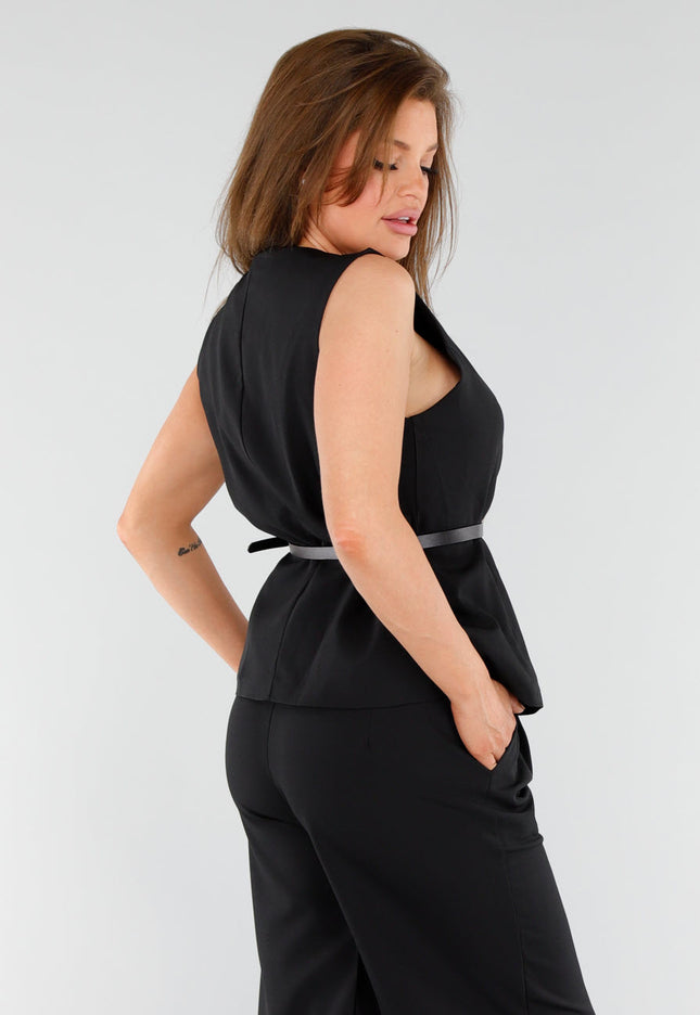 NEW110625 Zwarte Set met Top en Wijde Broek