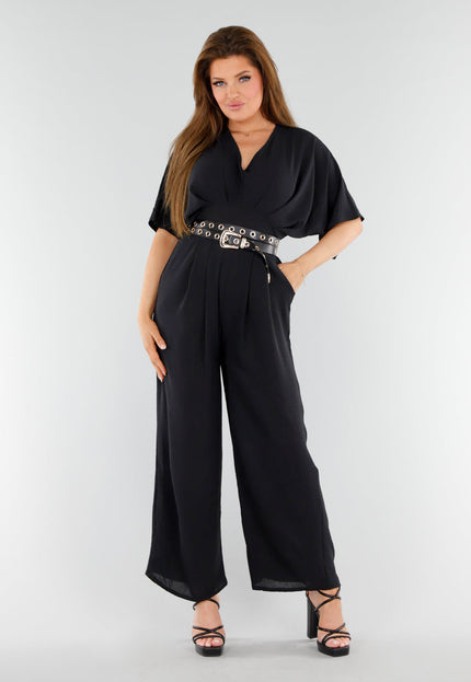 NEW110625 Zwarte Wijde Jumpsuit met Strik