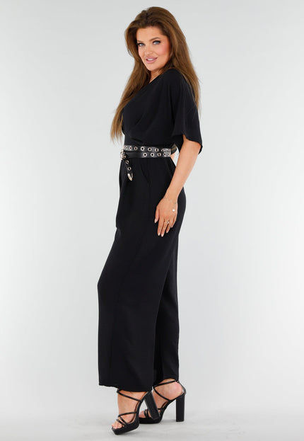 NEW110625 Zwarte Wijde Jumpsuit met Strik