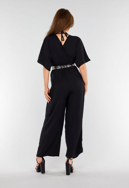 NEW110625 Zwarte Wijde Jumpsuit met Strik
