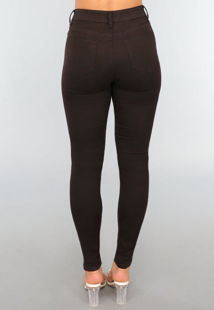 NEW1109 Donkerbruine Skinny Jeans