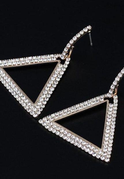 NEW1109 Gouden Driehoek Stainless Strass Oorbellen