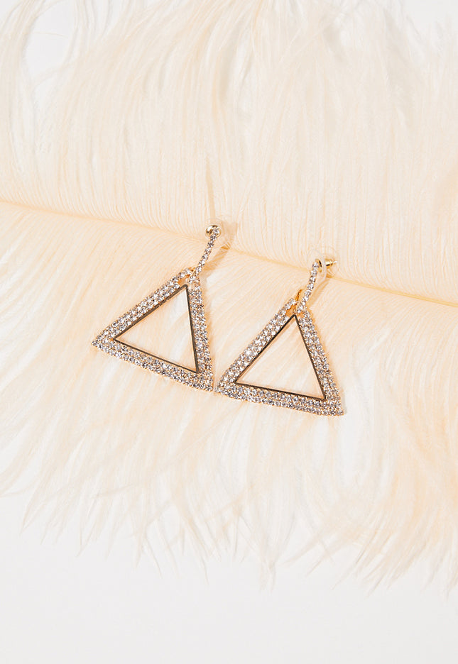 NEW1109 Gouden Driehoek Stainless Strass Oorbellen