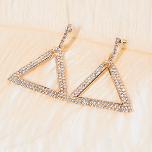 NEW1109 Gouden Driehoek Stainless Strass Oorbellen