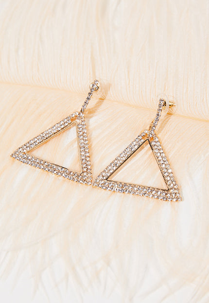 NEW1109 Gouden Driehoek Stainless Strass Oorbellen