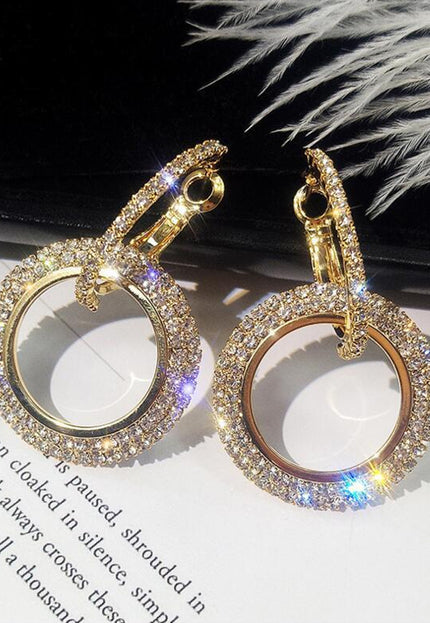 NEW1109 Gouden Ronde Stainless Steel Glitter Oorbellen