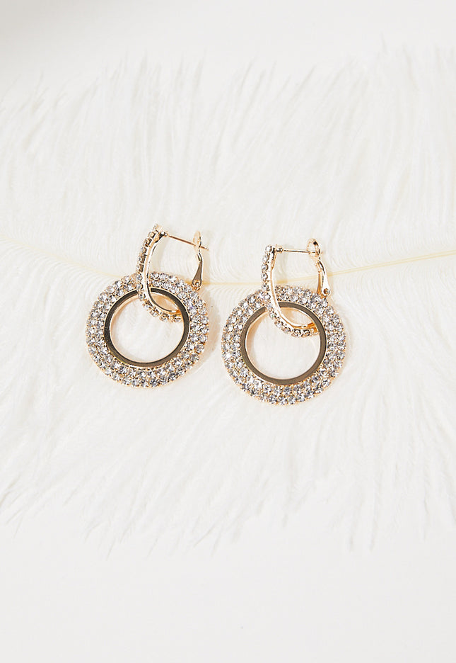 NEW1109 Gouden Ronde Stainless Steel Glitter Oorbellen