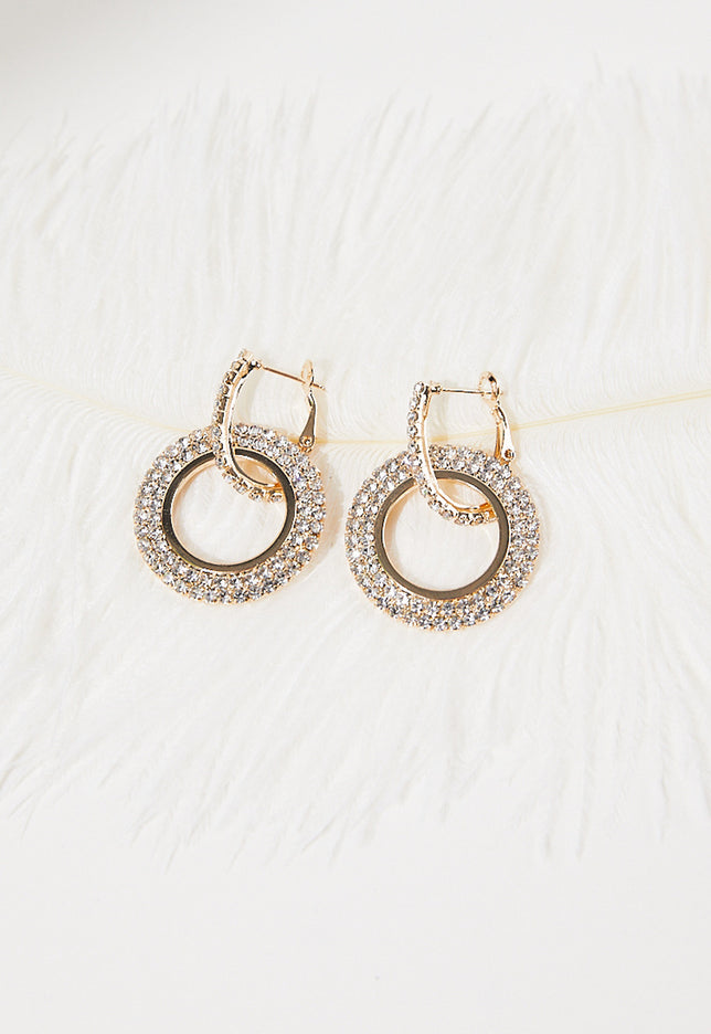 NEW1109 Gouden Ronde Stainless Steel Glitter Oorbellen