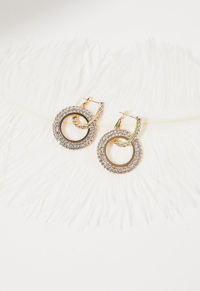 NEW1109 Gouden Ronde Stainless Steel Glitter Oorbellen