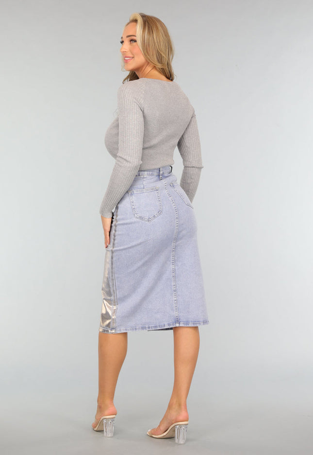 OP=OP.AV.09 Grijze Lange Mouwen Top met Cutouts