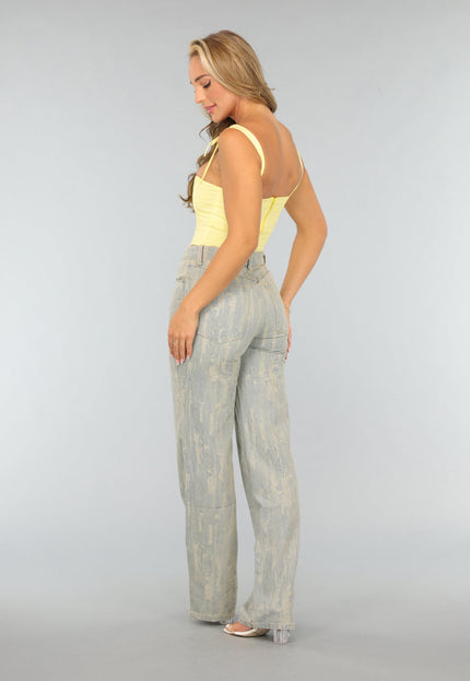 NEW1109 Pastel Gele Korset Top met Strikdetail