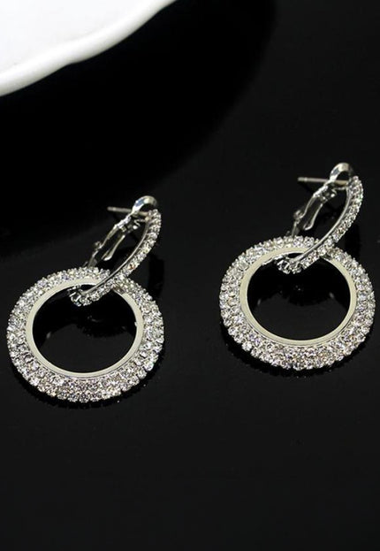 NEW1109 Zilveren Ronde Stainless Strass Oorbellen