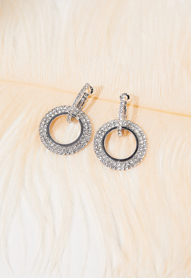 NEW1109 Zilveren Ronde Stainless Strass Oorbellen