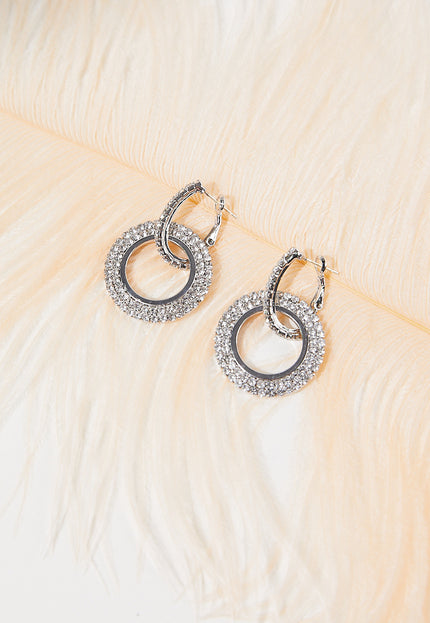 NEW1109 Zilveren Ronde Stainless Strass Oorbellen