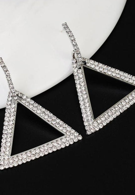 NEW1109 Zilveren Triangle Stainless Strass Oorbellen