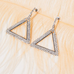 NEW1109 Zilveren Triangle Stainless Strass Oorbellen