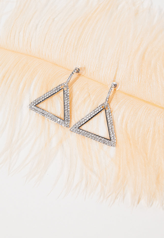 NEW1109 Zilveren Triangle Stainless Strass Oorbellen