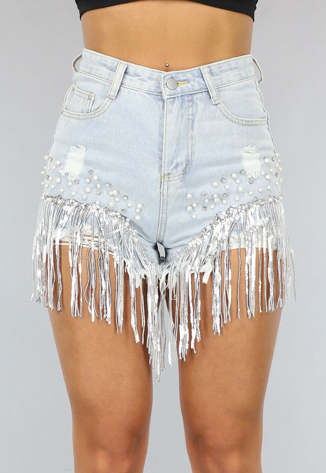 NEW1110 Glitter Fringe Spijkerbroekje