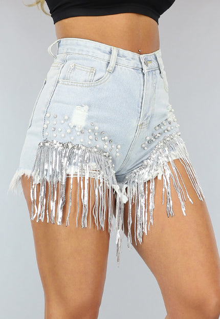 NEW1110 Glitter Fringe Spijkerbroekje