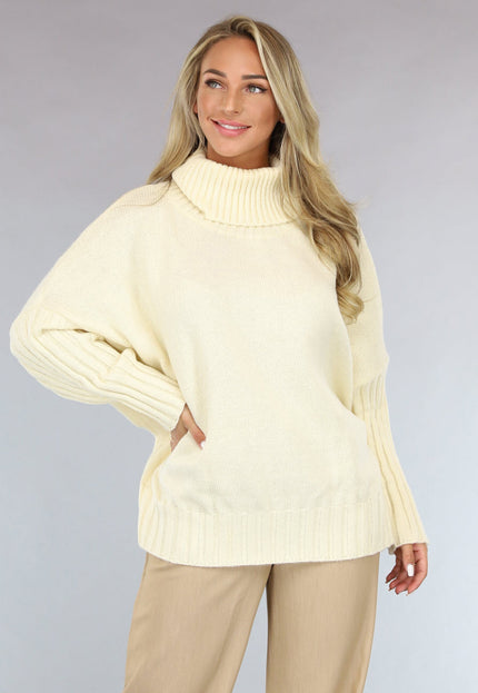 NEW1110 Grote Oversized Gebreide Trui Crème