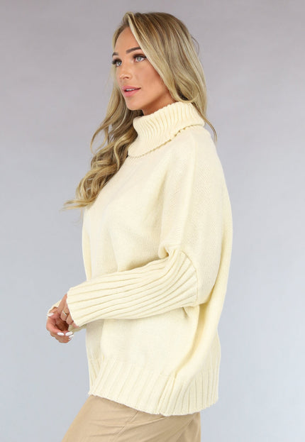 NEW1110 Grote Oversized Gebreide Trui Crème