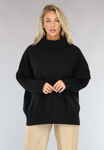 NEW1110 Grote Oversized Gebreide Trui Zwart