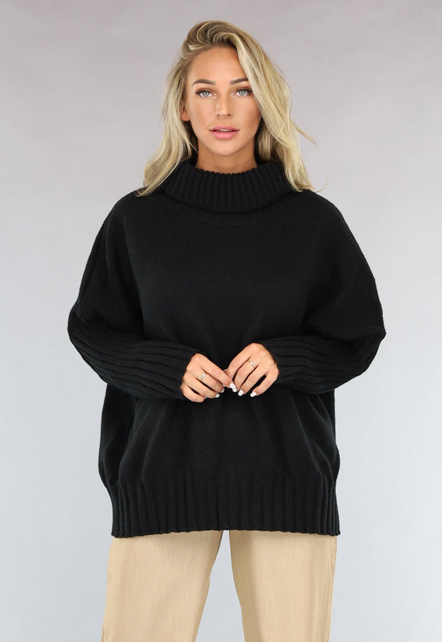 NEW1110 Grote Oversized Gebreide Trui Zwart